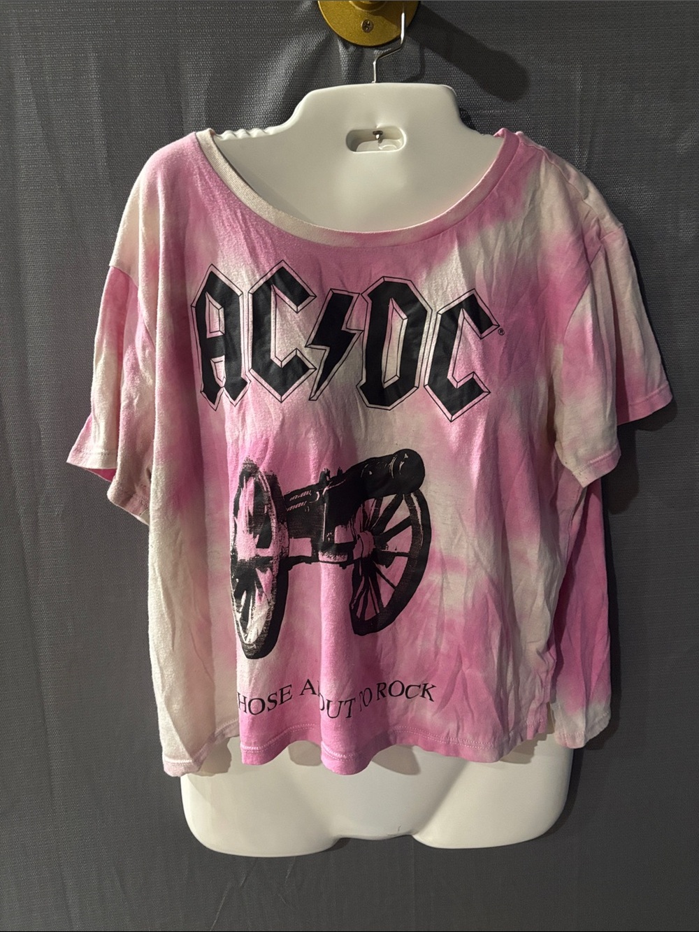 AC/DC Pink Tie-Dye Cannon Crop Top